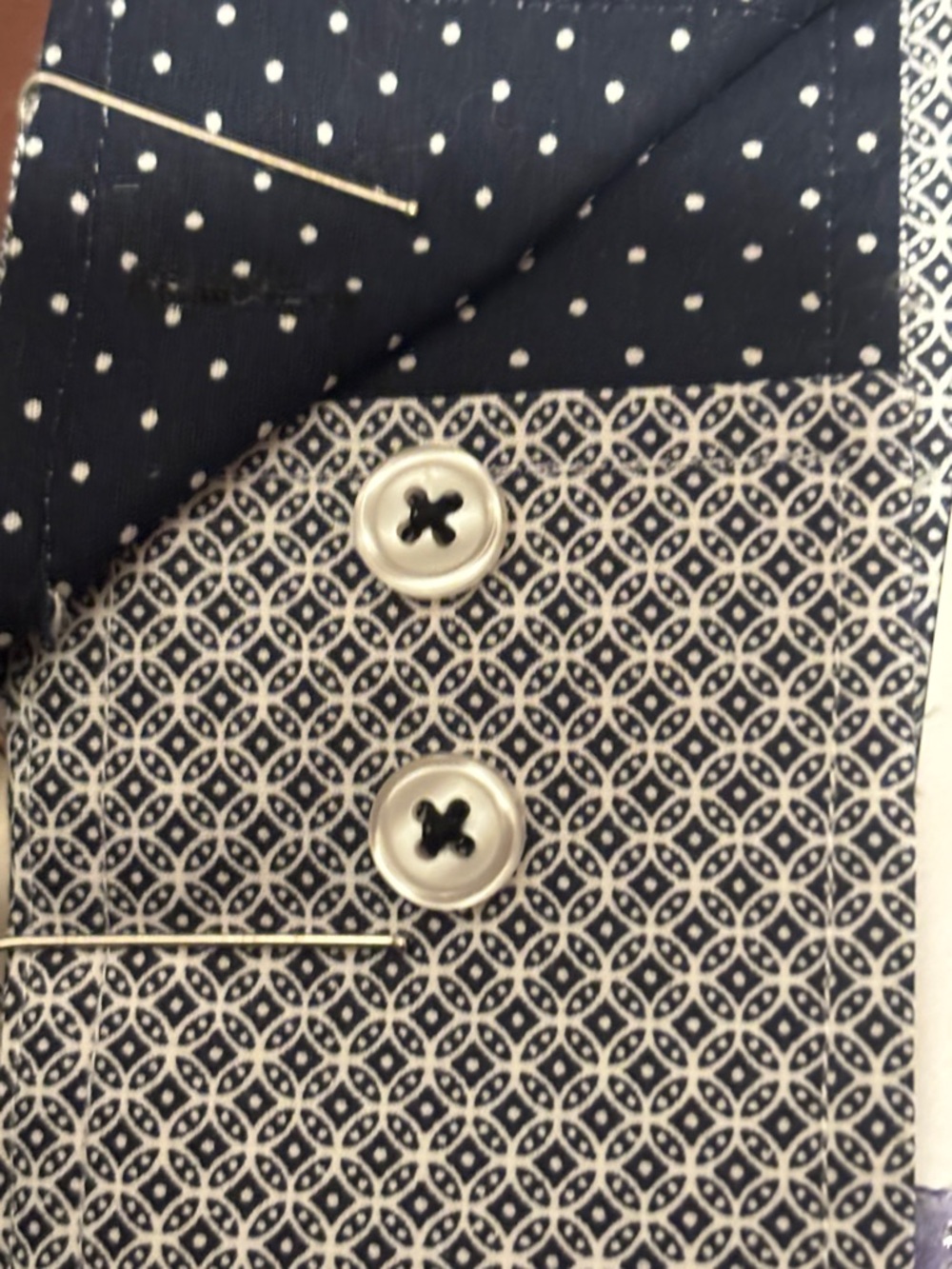 Nick Graham Men’s Modern Fit Dress Shirt - Navy/White Geometric (XXL) (C1-X) - Picture 5 of 6